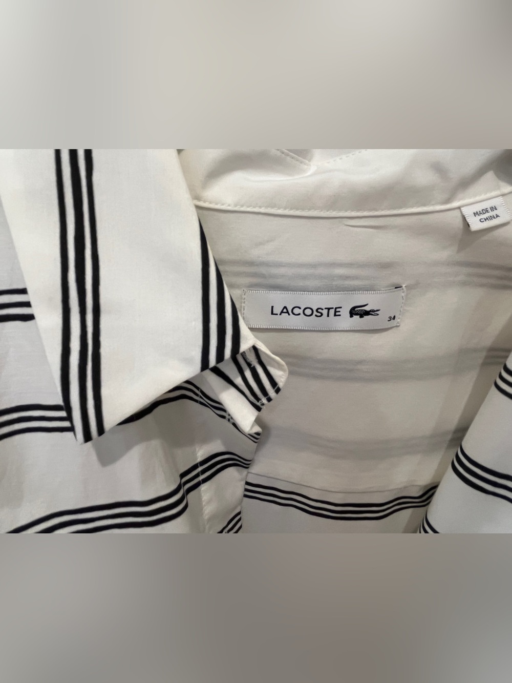 NWOT Women’s Lacoste🐊Spread Collar Long Sleeve Striped Shirt Size 34 (US 2/4) - Picture 11 of 11